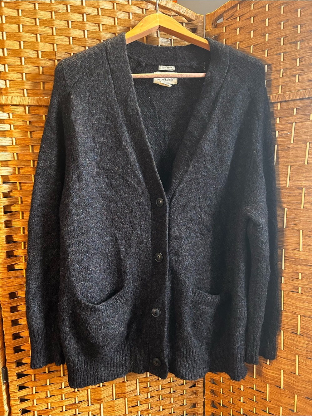 Ralph Lauren Denim & Supply Mens XL Italian Yarn Mohair Wool Cardigan